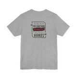 REACH FOR SOMETHING - BLACK RED UNISEX SHORT SLEEVE T-SHIRT