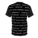 BLACK MAGIC WHITE LETTERS AOP UNISEX T-SHIRT