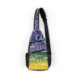 EAUX- WHITE ON MARDI GRAS SLING BAG