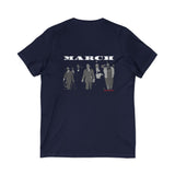 MARCH - WHITE UNISEX V-NECK T-SHIRT