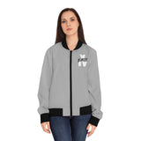 V EAUX IV - WHITE W/ BLACK EAUX AOP WOMEN'S BOMBER JACKET