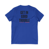 GET IN GOOD TROUBLE - BLACK UNISEX V-NECK T-SHIRT