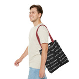 BLACK MAGIC WHITE LETTERS TOTE BAG