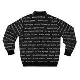 BLACK MAGIC WHITE LETTERS AOP MEN'S BOMBER JACKET