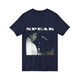 SPEAK - WHITE UNISEX V-NECK T-SHIRT