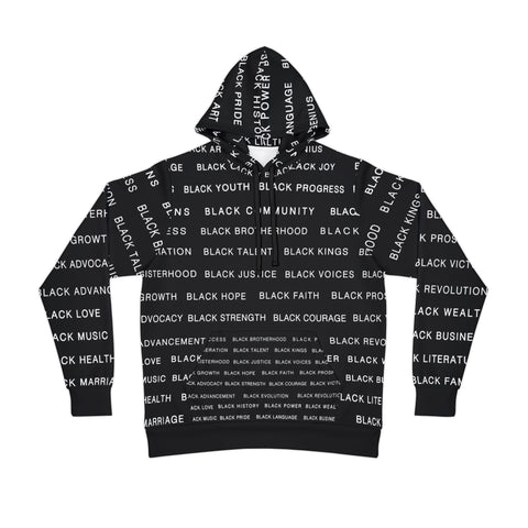 BLACK MAGIC WHITE LETTERS AOP PULLOVER HOODIE
