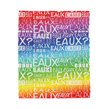 EAUX WHITE ON RAINBOW  PLUSH BLANKET