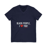 BLACKITY BLACK - WHITE UNISEX V-NECK T-SHIRT