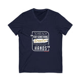 REACH FOR SOMETHING WHITE GOLD UNISEX V-NECK T-SHIRTS