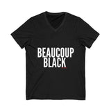 BEAUCOUP BLACK - WHITE UNISEX V-NECK T-SHIRT