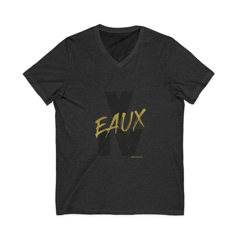 V EAUX IV- BLACK W/ GOLD EAUX UNISEX V- NECK T-SHIRT