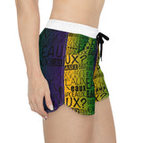EAUX - BLACK ON MARDI GRAS  WOMEN'S CASUAL SHORTS