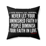 DIMINISHED FAITH THROW PILLOW