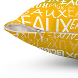 EAUX- WHITE ON MARDI GRAS  THROW PILLOW