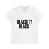 BLACKITY BLACK - BLACK UNISEX V-NECK T-SHIRT