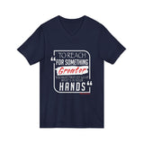 REACH FOR SOMETHING - WHITE RED UNISEX V-NECK T-SHIRT