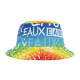 EAUX WHITE ON RAINBOW AOP BUCKET HAT