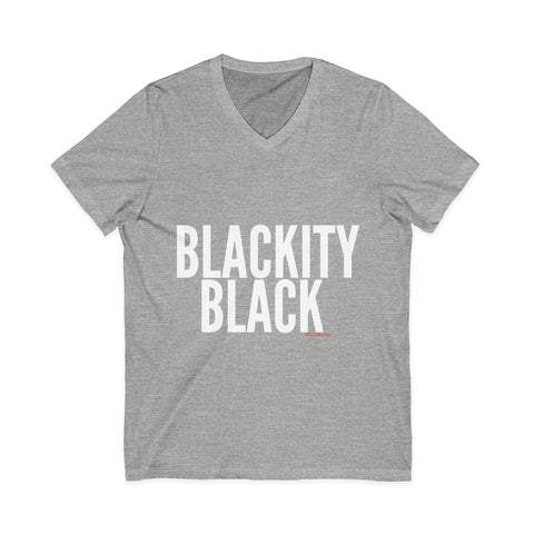 BLACKITY BLACK - WHITE UNISEX V-NECK T-SHIRT