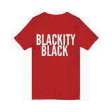 BLACKITY BLACK - WHITE UNISEX V-NECK T-SHIRT