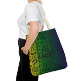 EAUX - BLACK ON MARDI GRAS TOTE BAG