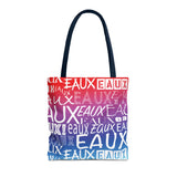 EAUX WHITE ON RAINBOW TOTE BAG
