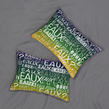 EAUX- WHITE ON MARDI GRAS LUMBAR PILLOW