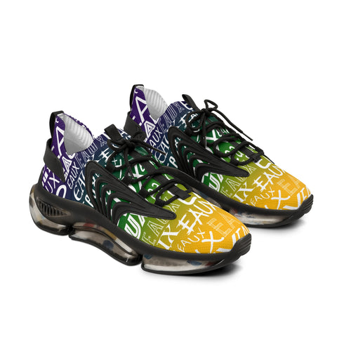 EAUX- WHITE ON MARDI GRAS MESH SNEAKERS