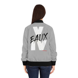 V EAUX IV - WHITE W/ BLACK EAUX AOP WOMEN'S BOMBER JACKET