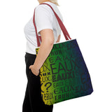 EAUX - BLACK ON MARDI GRAS TOTE BAG