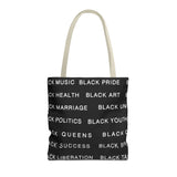 BLACK MAGIC WHITE LETTERS TOTE BAG