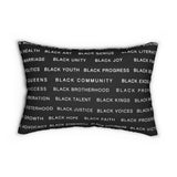 BLACK MAGIC WHITE LETTERS LUMBAR PILLOW