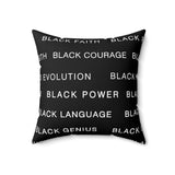 BLACK MAGIC WHITE LETTERS THROW PILLOW