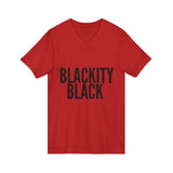 BLACKITY BLACK - BLACK UNISEX V-NECK T-SHIRT