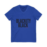 BLACKITY BLACK - BLACK UNISEX V-NECK T-SHIRT