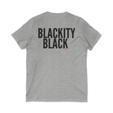 BLACKITY BLACK - BLACK UNISEX V-NECK T-SHIRT