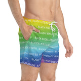 BLACK MAGIC RAINBOW WHITE SWIM TRUNKS