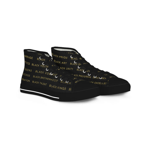 BLACK MAGIC - BLACK GOLD HI-TOP SNEAKERS WHITE SOLE