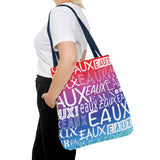 EAUX WHITE ON RAINBOW TOTE BAG