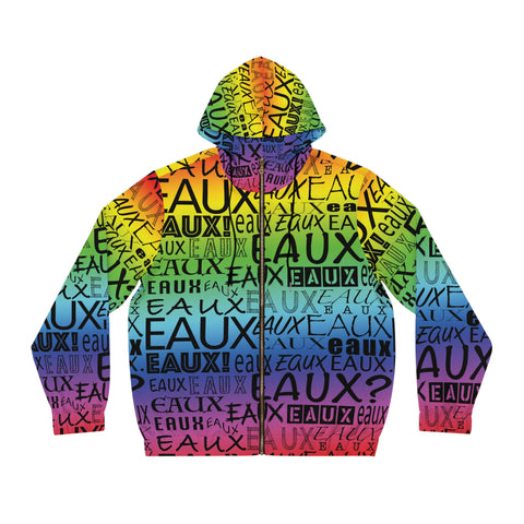 EAUX BLACK ON RAINBOW AOP ZIP HOODIE