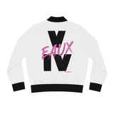 V EAUX IV - BLACK W/ PINK EAUX AOP WOMAN'S BOMBER JACKET