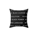 BLACK MAGIC WHITE LETTERS THROW PILLOW