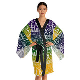 EAUX- WHITE ON MARDI GRAS KIMONO