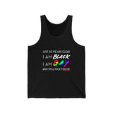 BLACK GAY FUP WHITE UNISEX TANK TOP