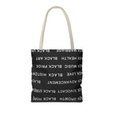 BLACK MAGIC WHITE LETTERS TOTE BAG