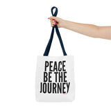 PEACE BE THE JOURNEY BLACK TOTE BAG