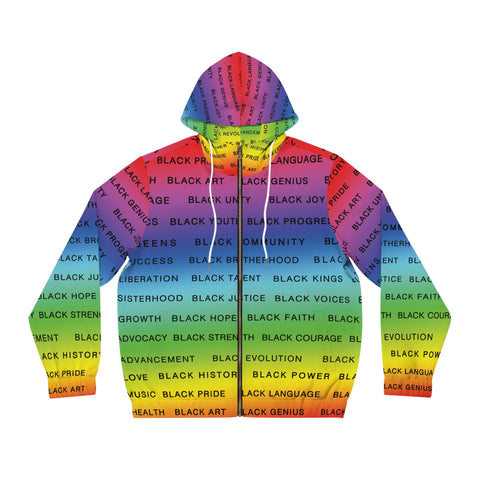 BLACK MAGIC RAINBOW BLACK AOP ZIP HOODIE