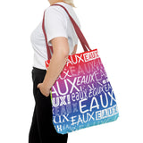 EAUX WHITE ON RAINBOW TOTE BAG
