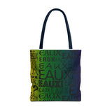 EAUX - BLACK ON MARDI GRAS TOTE BAG