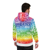 EAUX WHITE ON RAINBOW PULLOVER HOODIE