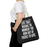 LIFE TRULY BEGINS TOTE BAG